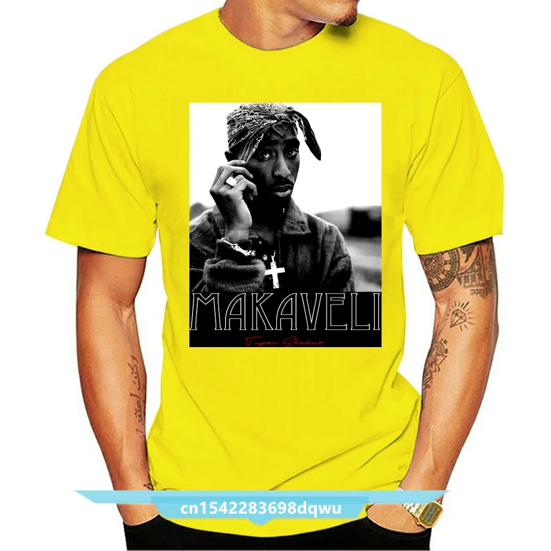 Makaveli 2pac Shakur Black And White Autograph T-Shirt Tee T Shirt O-Neck Summer Personality Fashion Men T-Shirts