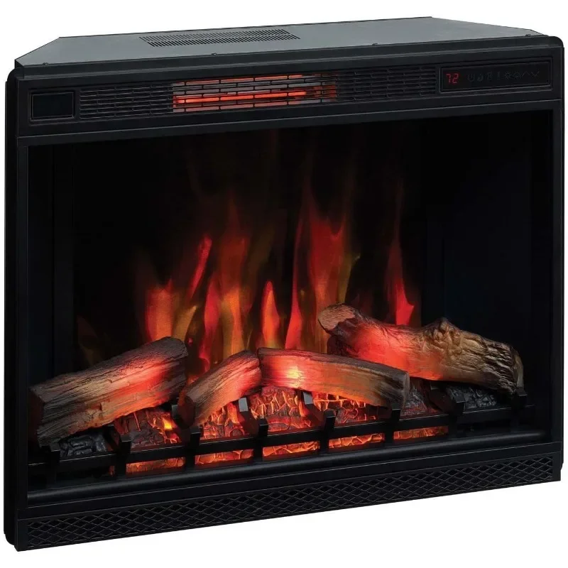 ClassicFlame 33" 3D Infrared Quartz Electric Fireplace Insert with Safer Plug and Safer Sensor, Black