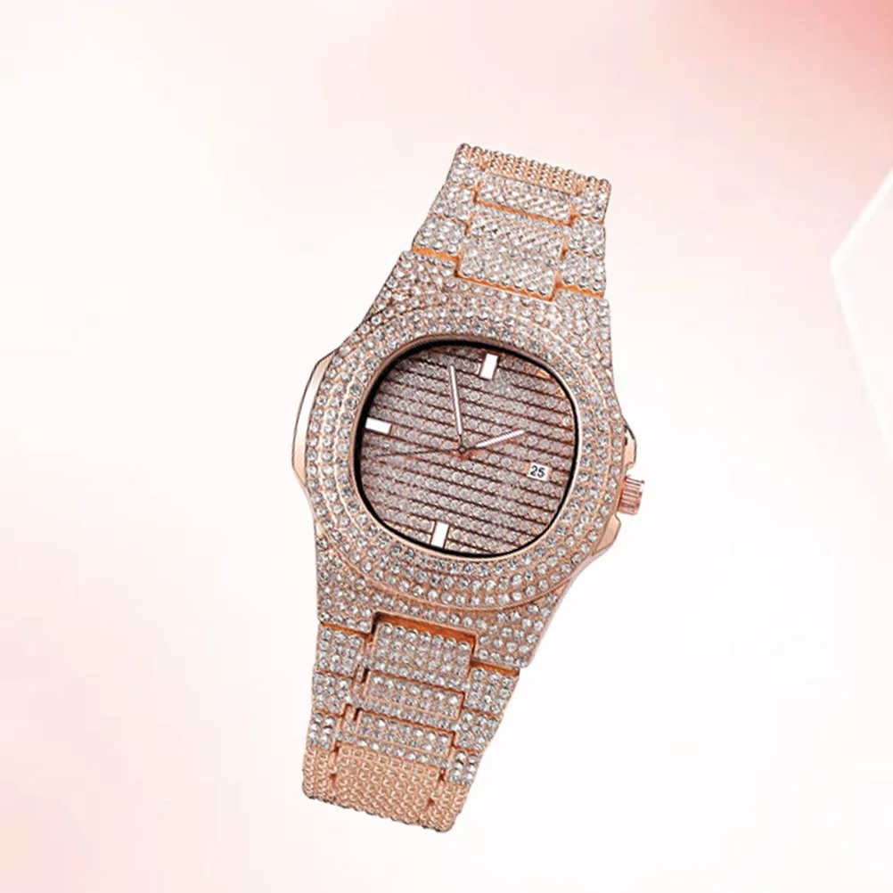 كوارتز الزركون حزام حجر الراين ساعة اليد الرجالية تصميم عصري أنيق هدية مثالية للمناسبات الخاصة #3