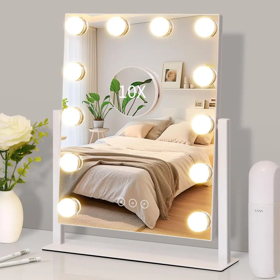

Vanity Mirror with Lights,Lighted Vanity Mirror with 12 Dimmable Bulbs for Dressing Room Bedroom,3 Color Lighting,Modes Detacha