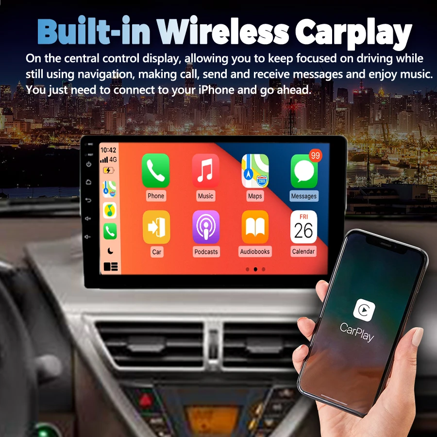 Android 14 AI Radio de coche de voz para Toyota Scion IQ 2008-2016 navegación GPS reproductor de vídeo Multimedia unidad principal estéreo CarPlay