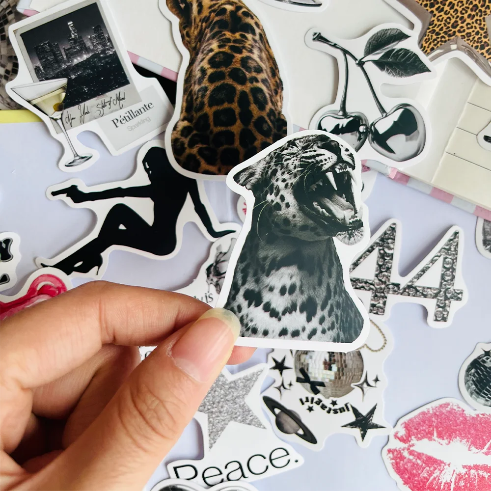 50/100Pcs Silver Lucky Girl Stickers Waterproof Cartoon Gift Decoration Scrapbook Laptop Luggage Water Cup Phone Case DIY Decal image 3