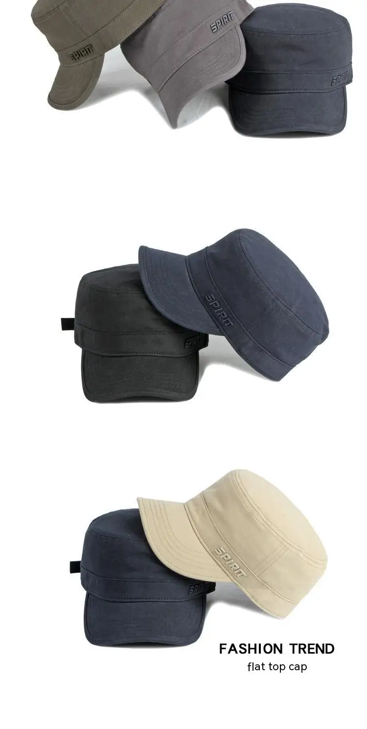 Flacher Hut aus Baumwolle für Männer und Frauen, einzigartiges Design, Vintage-Kadetten kappe für den Everday-Stil – Detail 2
