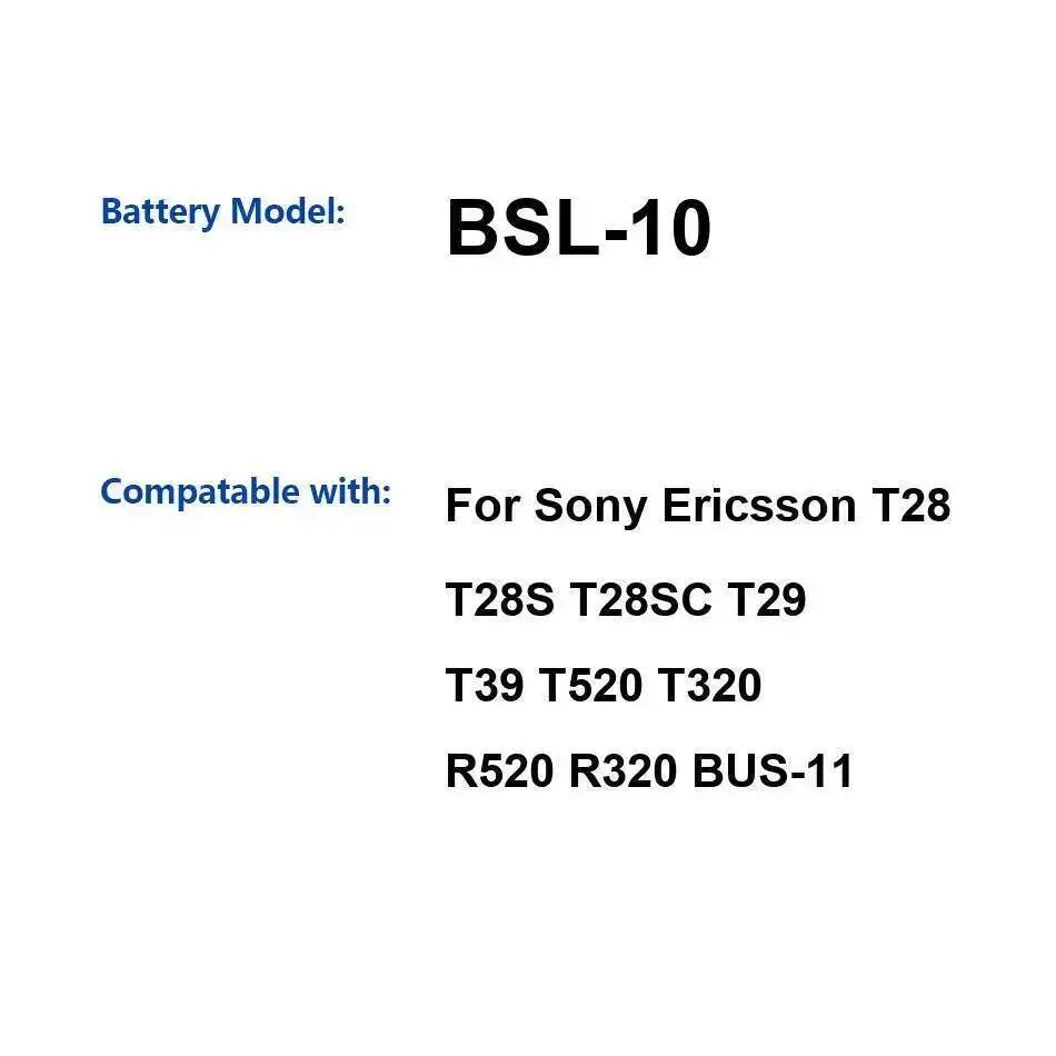 

Bsl-10 650Mah Mobile Phone Battery For Sony Ericsson T28 T28S T28SC T29 T39 T520 T320 R520 R320 Bus-11 Lightweight