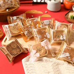 100pcs Mid-autumn Festival Mooncake Bags Handmade Pastry Egg Yolk Crisp Plastic Bag Snack Cookie Baked Sweets Package Pouch 2024