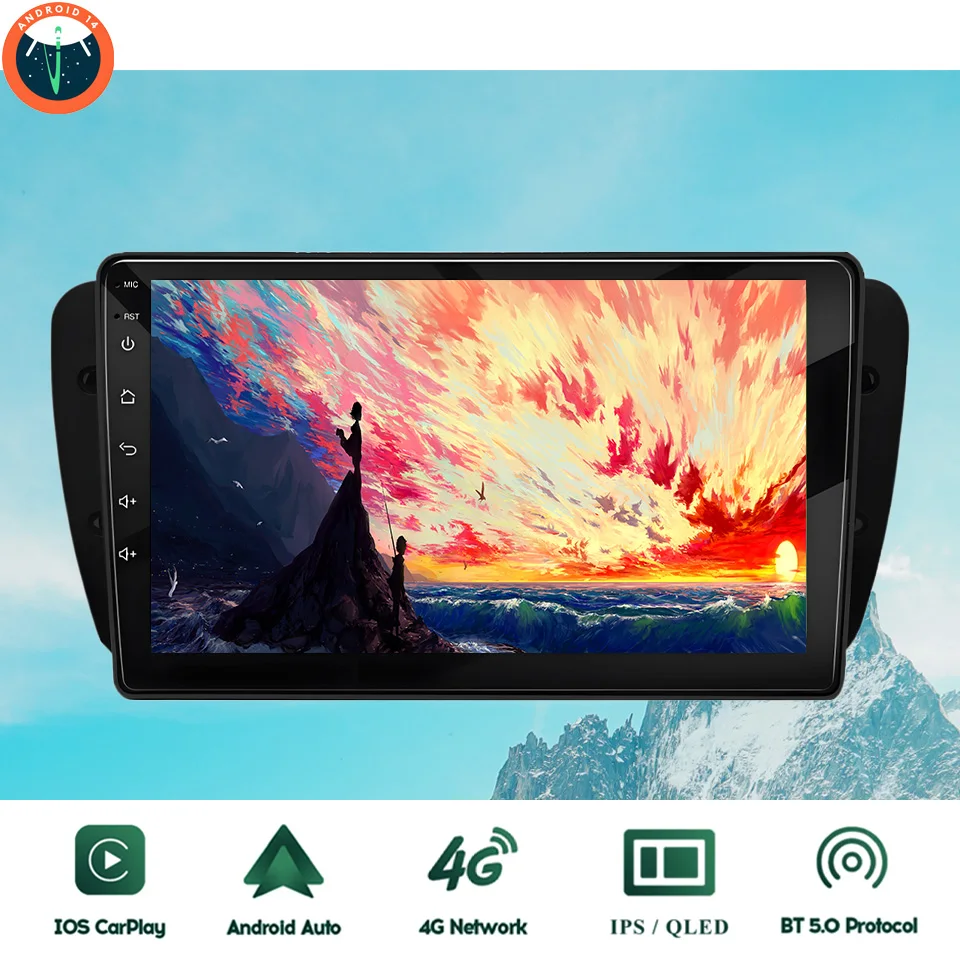 9‘’ QLED Android 14 8G Ram Car GPS Navi Music Video Audio Multimedia Player For SEAT Ibiza 2008 - 2015 Auto Stereo Head Unit