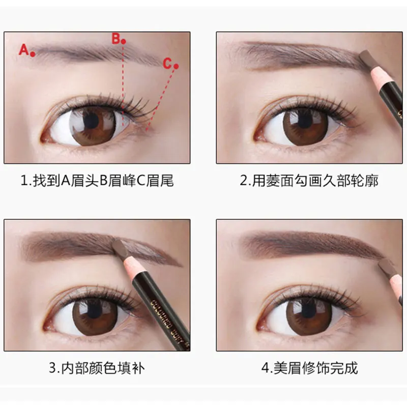 2Pcs Waterproof Eyebrow Pencil Long-lasting 5 Colors Natural Eye Brow Pen Brown Black Enhancer Dye Tint Pen Makeup Tools