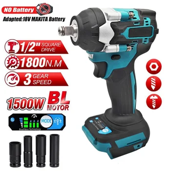 18V Brushless 1500W 1800makita Torque 1/2&quot; Impact Wrench Fit for Makita 18V Battery