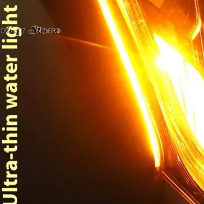 

2Pcs 30cm Car DRL Flexible Waterproof Headlight LED Strip Universal Auto Headlights Turn Signal Yellow Brake Flow Lights
