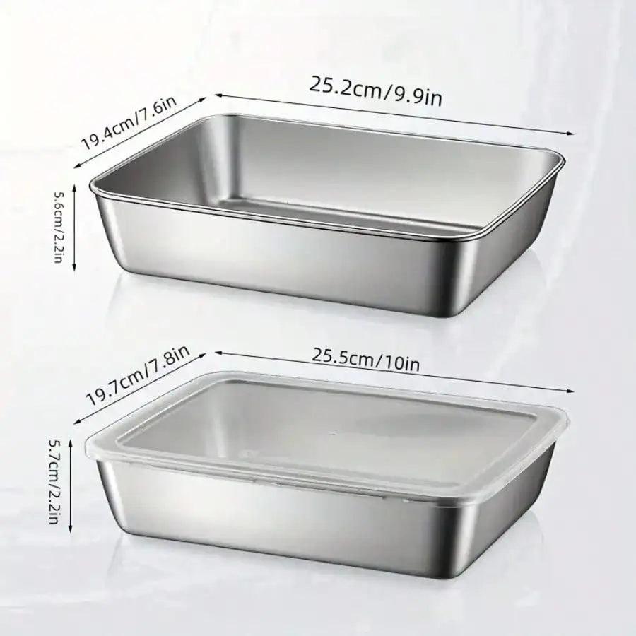 5‑Pack Premium Leak‑Proof Stainless Steel Food Storage Containers, 410 Heavy‑Duty Stainless Steel, Reusable Stackable Sealed‑Lid Boxes For Keeping Salads, Fruits, Meats & Veggies Fresh, Easy‑Clean Modern Design For Home & Commercial Kitchen