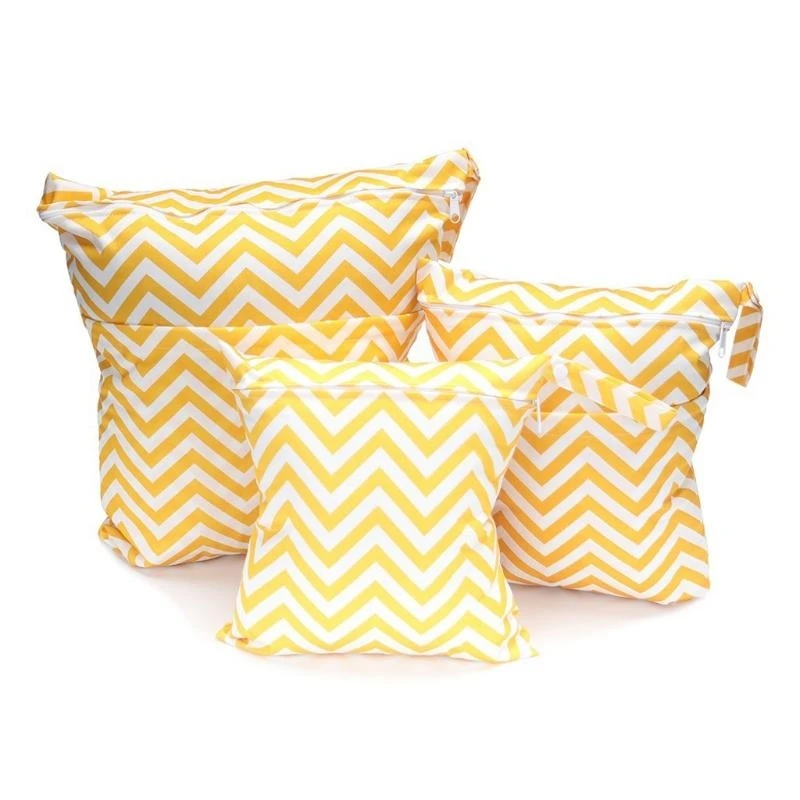 J15U 3 قطعة/المجموعة الطفل حقيبة حفاضات مطبوعة بولي TPU مقاوم للماء الحفاض مزدوجة سستة حقيبة يد عربة تحمل حزمة تخزين الجيب