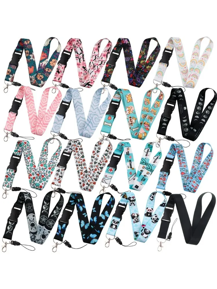 Vlinder Maan Patroon Lanyard voor Sleutel Nekkoord Kaart ID Badge Houder Sleutelhanger Sleutelhouder Sleutelhanger Accessoires Arts Verpleegkundige Gift - afbeelding 2
