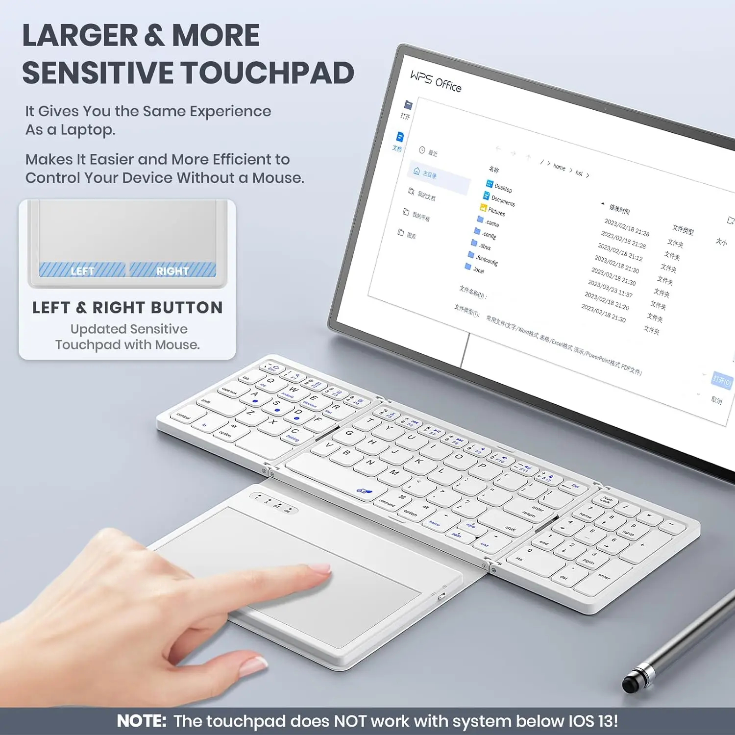 Foldable Bluetooth Keyboard Portable Full Size Folding Keyboard with Touchpad PU Leather Wireless Travel Keyboard for Windows