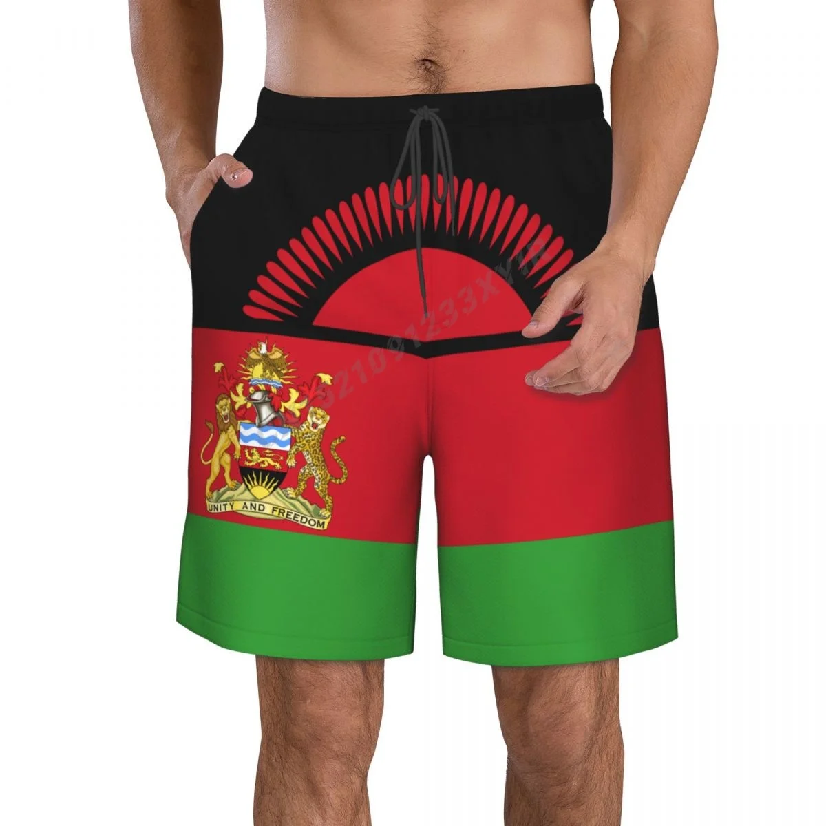 

Летние мужские пляжные брюки с гербом Малави и флагом, шорты для серфинга, M-2XL, полиэстер, купальник для бега