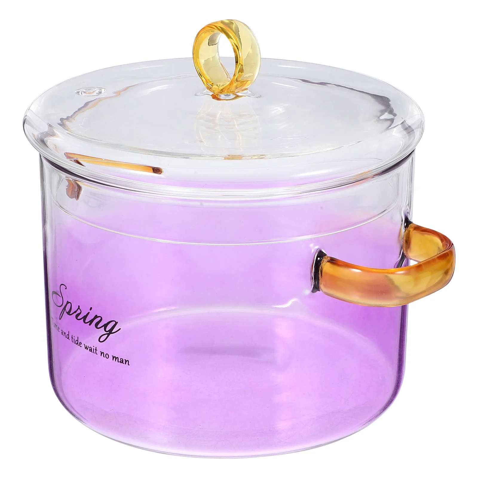 

Clear Glass Double Ear Stew Pot High Borosilicate Heat Resistant Stovetop Cooking Pot Lid Ramen Soup Milk Cooker 1500ml