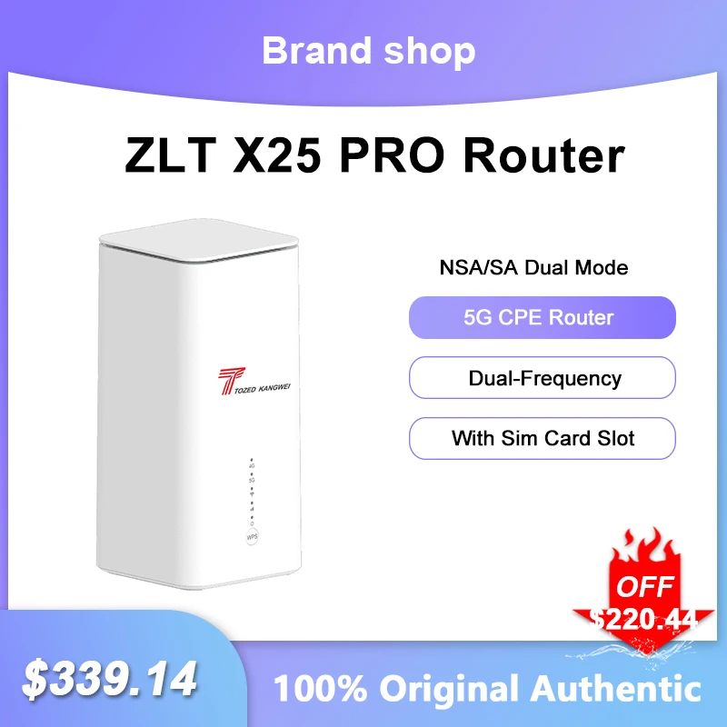 Odblokowany ZLT X25 PRO 5G CPE Router NSA siatka WiFi dwuczęstotliwościowy Gigabit regenerator sygnału z gniazdo karty Sim do biura domowego