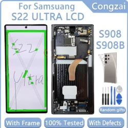 AMOLED 6.8'' Frontal Display For Samsung S22 Ultra LCD Touch Screen Digitizer S22 Ultra 5G  S908 S908B S908U With Defects LCD