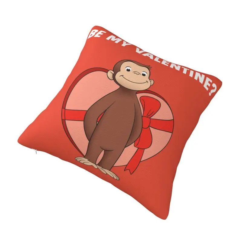 Custom Happy Valentine's Day George The Curious Monkey Cushion Cover Velvet Nordic Pillow Cases