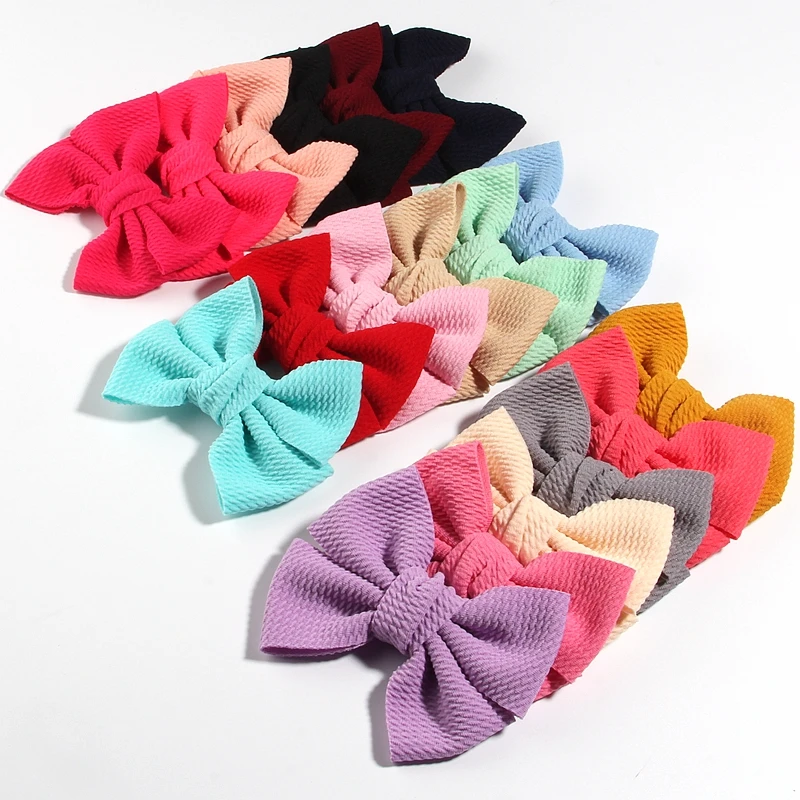 

50PCS 11CM 4.3" Big Fashion Seersucker Waffle Hair Bows For Hair Accessories Bow Knot Boutique For Kids Girls Headbands