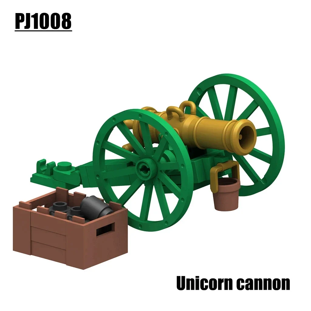 MOC WW2 Napoleonic Wars Field Gun Unicorn Two-Wheel Cannon Shell Models Kids Blocks Toys Gift For Boys Girls 2023 New Juguetes