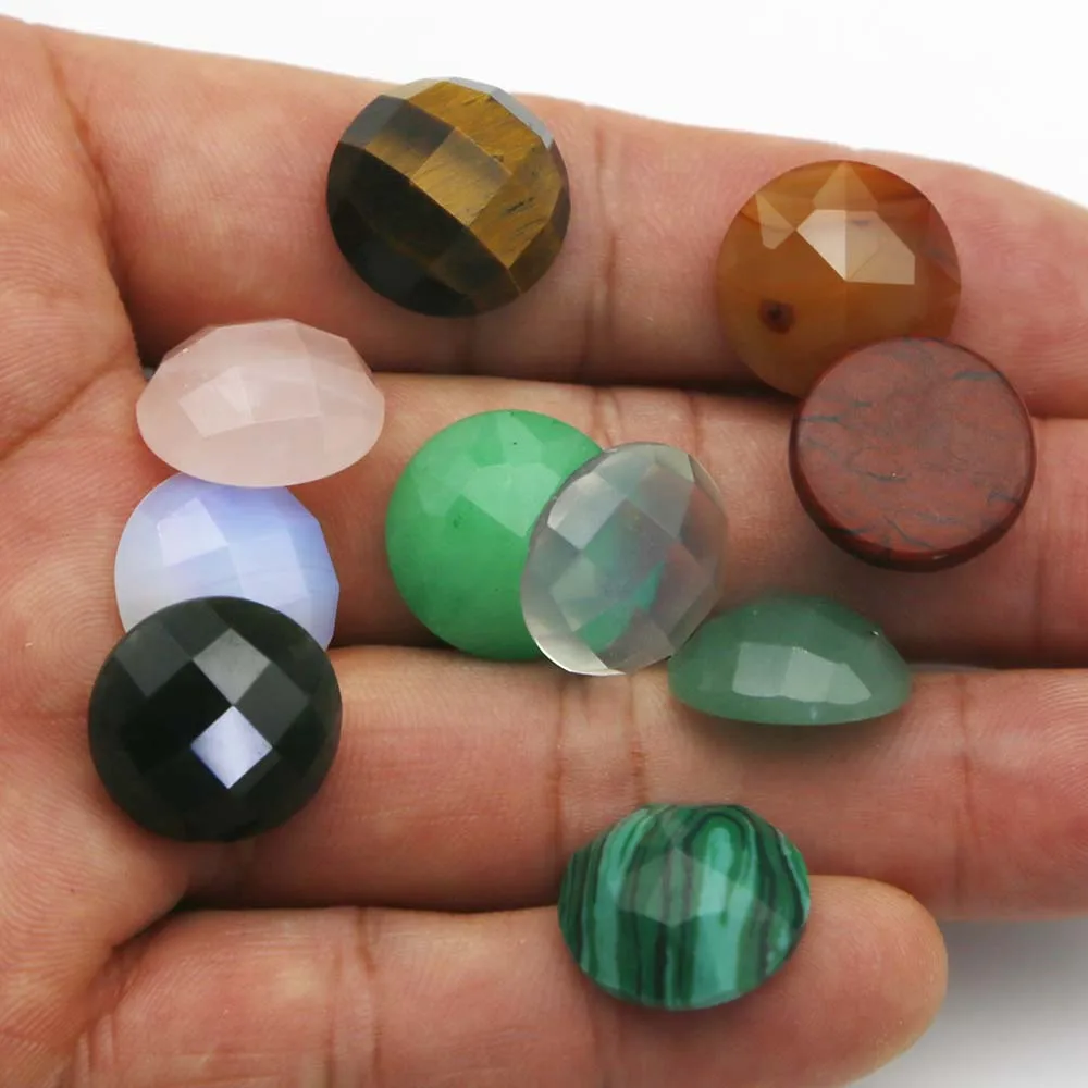 16MM Quality Natural Stone Section Round CAB CABOCHON Beads Charm Jewelry Clothes Accessories Gift Wholesale 20Pcs Free Shipping