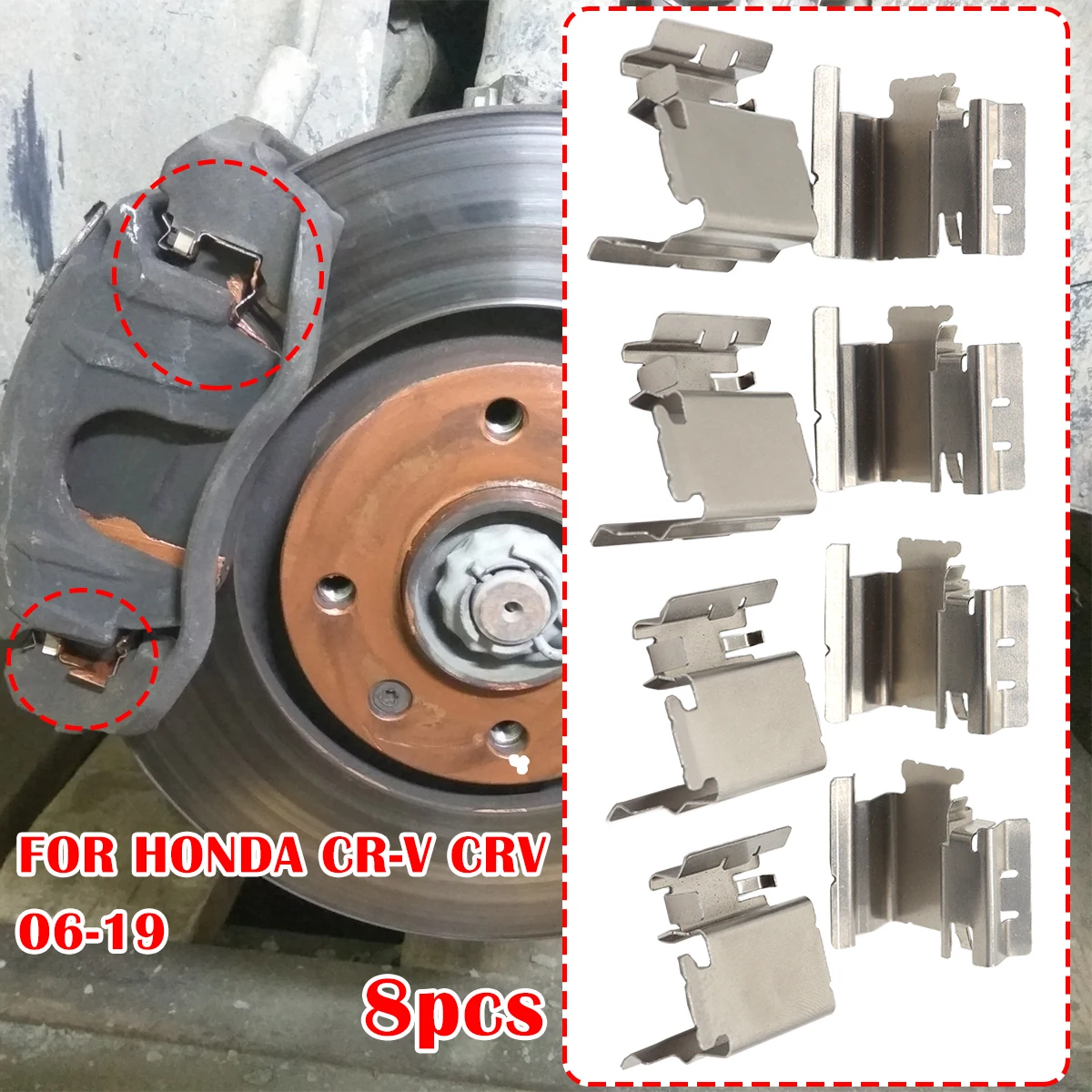 

Car Brake Pad Fitting Shoe Hardware Shims FOR HONDA CR-V CRV 2006 2007 2008 2009-2019 293MM Repair Kit Replacement Accessories