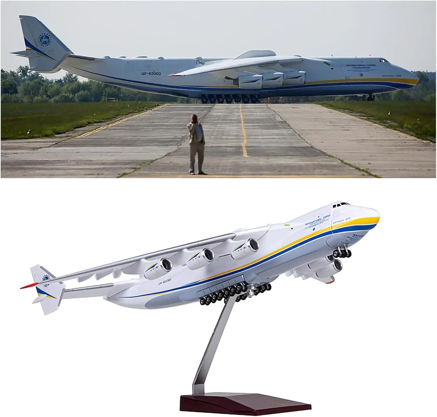 مقياس 1:200 AN225 طائرة نموذجية قابلة للفتح المقصورة 17 بوصة طول الراتنج نموذج طائرة لعبة للهدايا والمجموعات