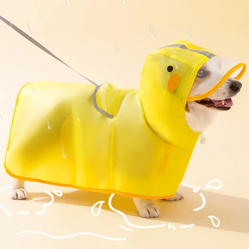 

Corgi Clothes Little Yellow Duck Styled Raincoat Dachshund Rainy Day Outing Waterproof Clothes Pet Hooded Reflective Clothes