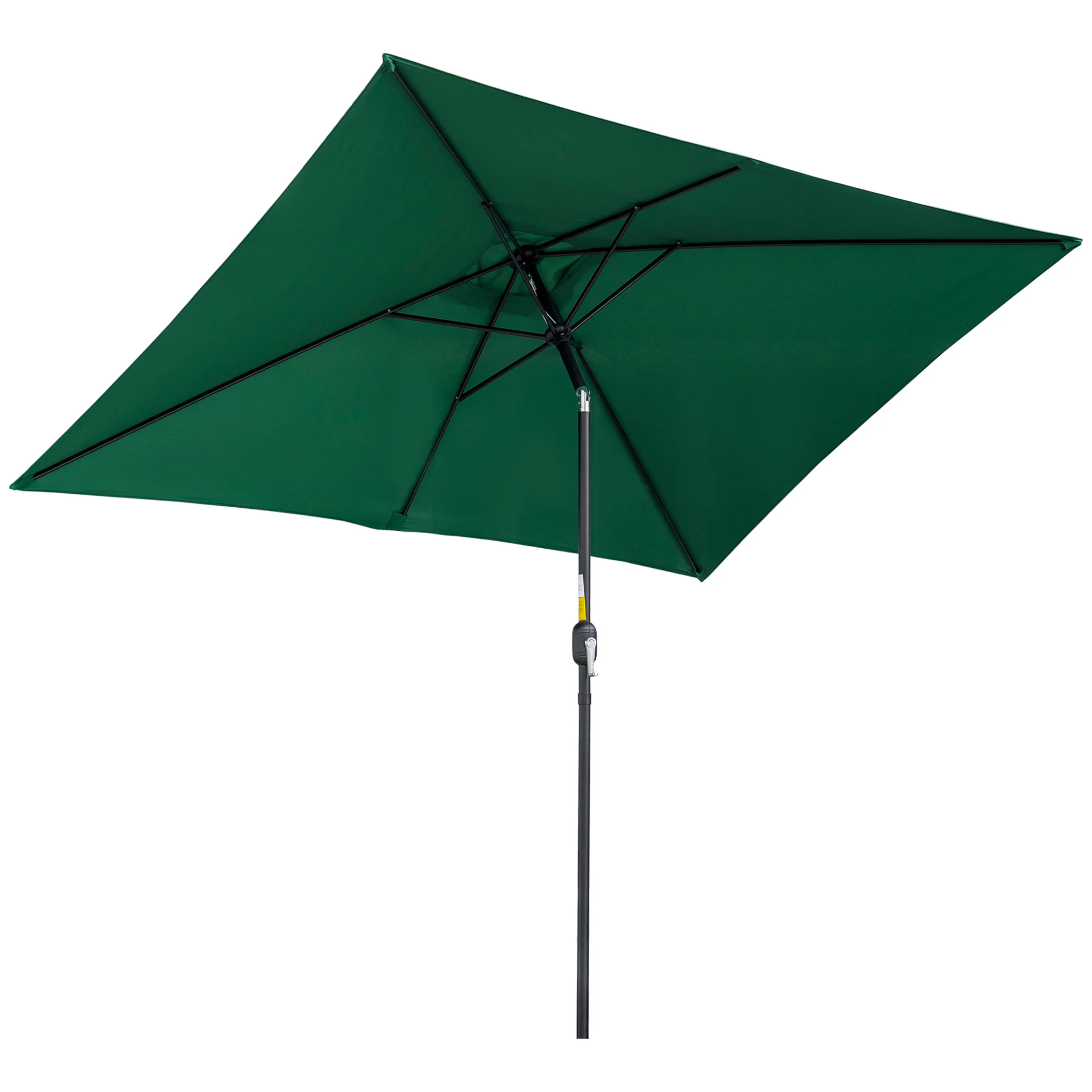 Outsunny Sombrilla Jardín Aluminio 195x295x253 cm Inclinable con Manivela Verde