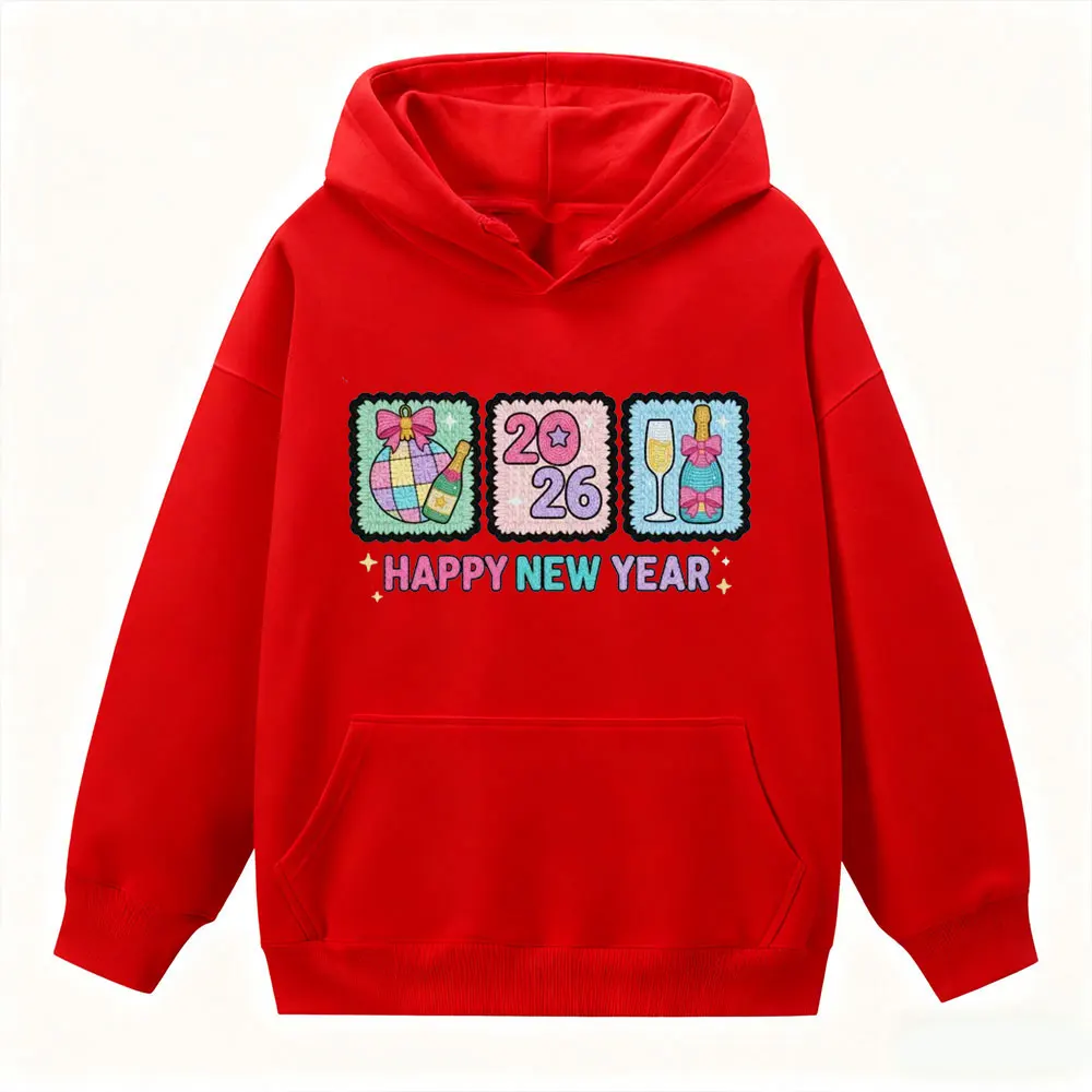 Nieuwjaar 2026 Vakantie Hoodies Moderne en trendy Dames Herfst Winter Kleding Creatief ontwerp Nieuwjaarsfeest Hoodie Hot Sale Tops