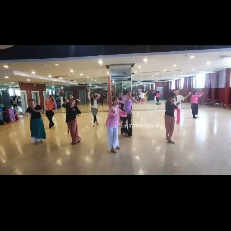 سراويل الرقص العرقي الصيني، سراويل واسعة الساق من نسيج الشاش المتدفق، ملابس تدريب أداء الرقص الكلاسيكي للنساء