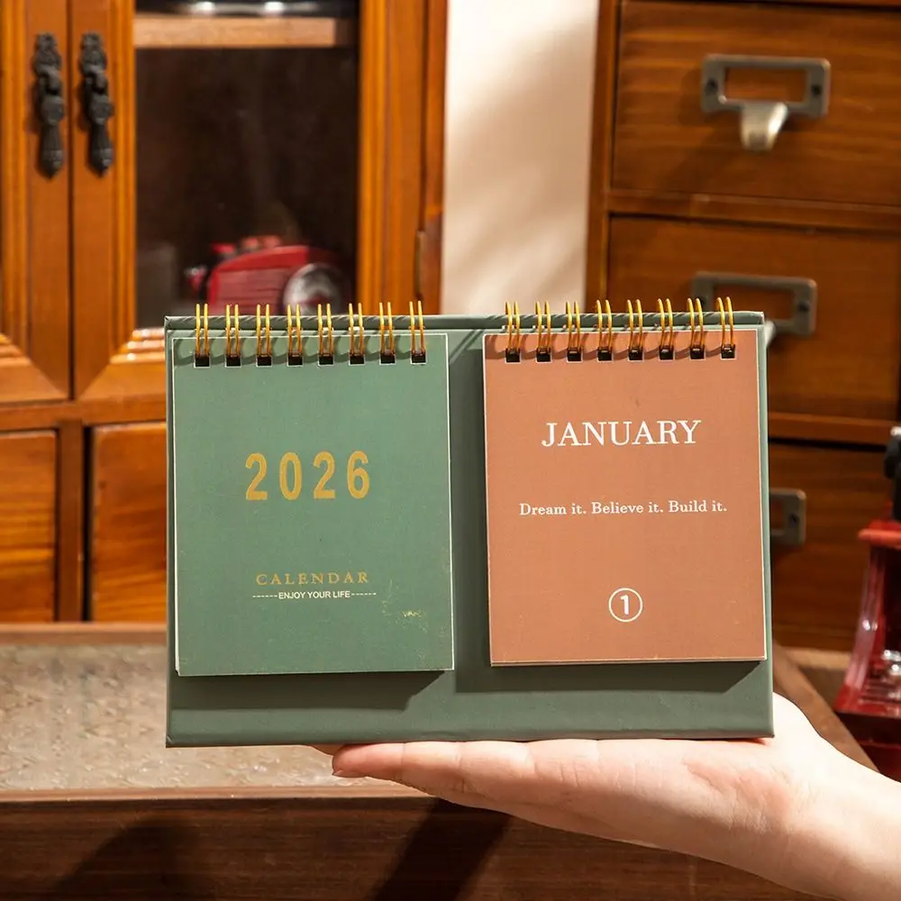 

Double Sides 2026 Desktop Calendar Minimalist Design Spiral Binding Memo Calendar Flip Style Standing Format To Do List
