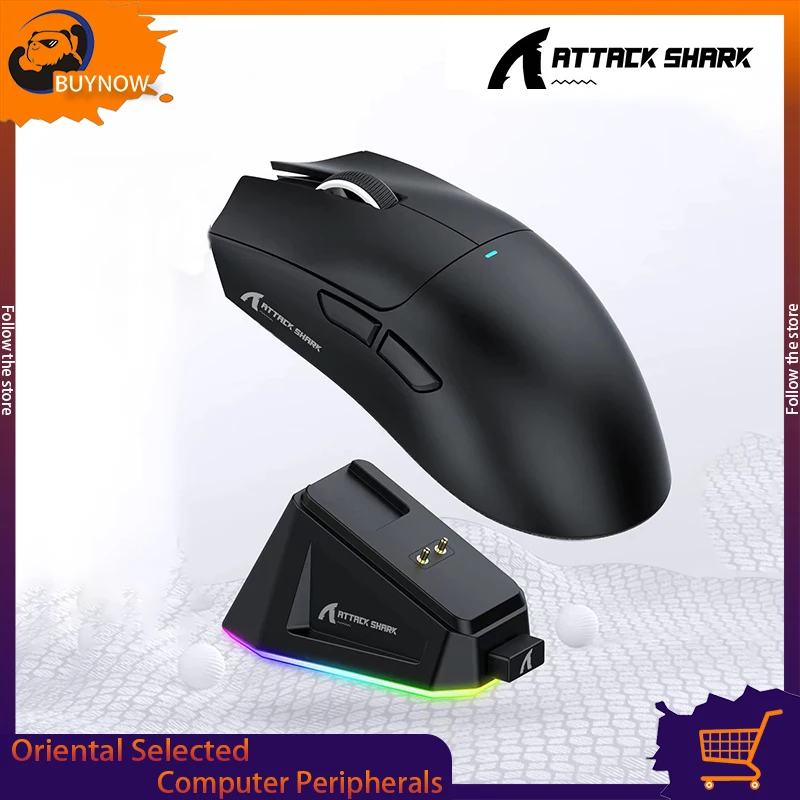 Attack Shark X11 Lightweight Paw3311 Mouse Wireless Bluetooth Gaming Computer Peripheral Triple Mode  Charging Rgb Stand Gaming