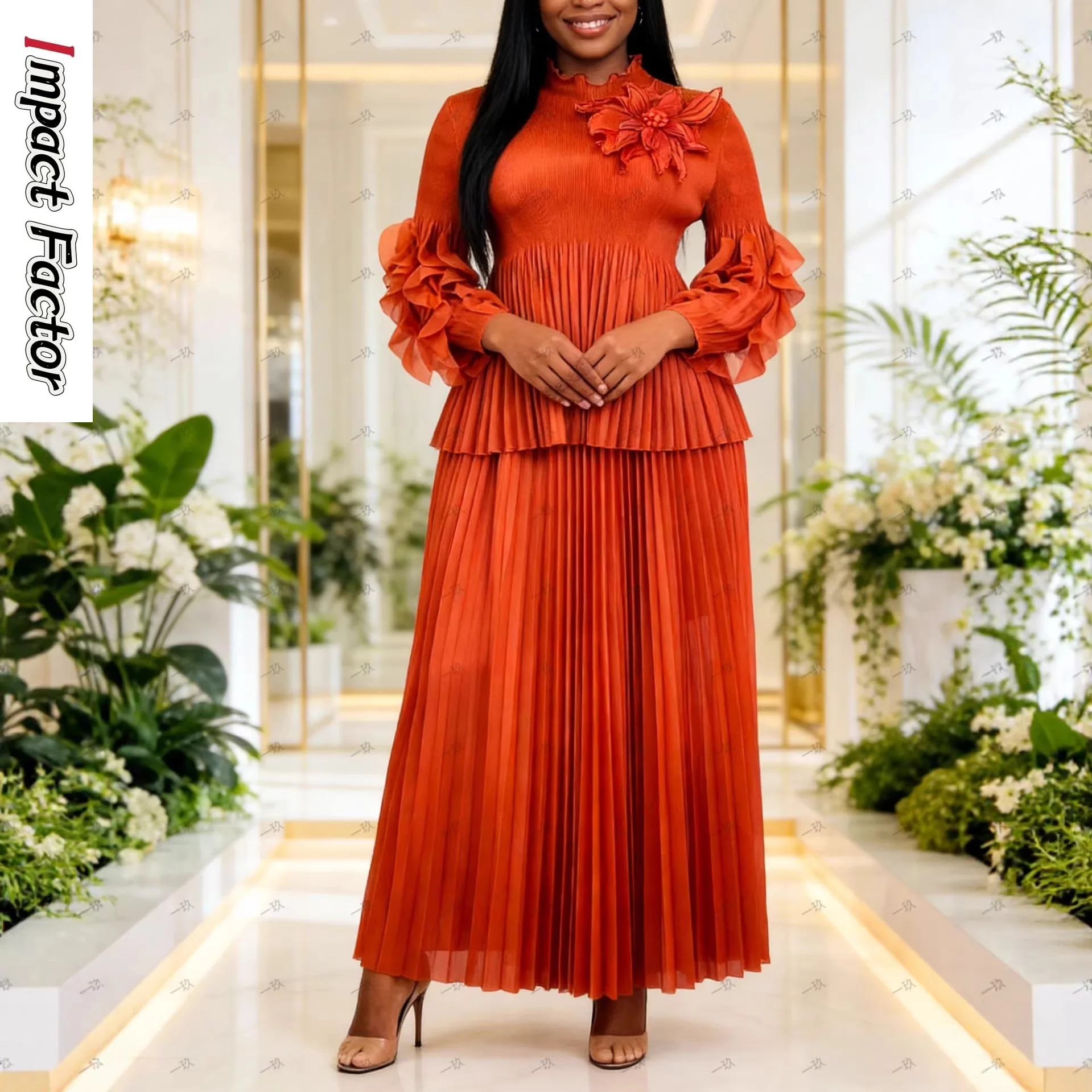 

Новый комплект женской одежды Miyake Africa: плиссированный костюм-двойка, осень 2025, свободный крой, круглый вырез, длинный рукав, элегантный и стильный.