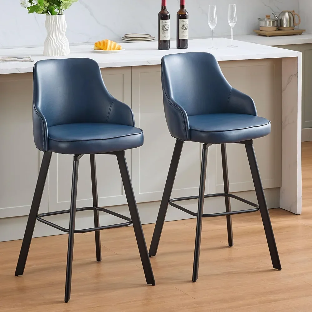 

Bar Stools Set of 2, 30" Swivel Bar Height Bar stools with High Back, Faux Leather Kitchen Barstools