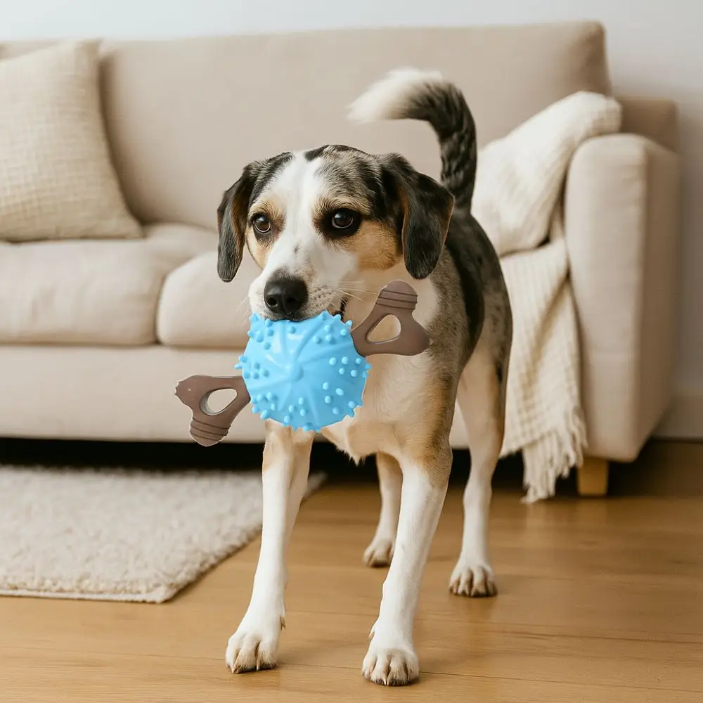 

Strong Resilience Bite Resistant Dog Teething Stick Soft with Raised Dots Dog Bone Molar Ball TPR Dog Chew Toy Playing
