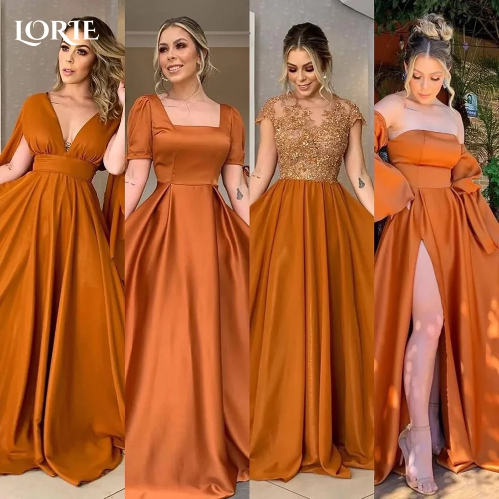 LORIE Elegant Lace Bridesmaid Dresses A-line Orange Backless Pleats Beach Bridemaid Gown Spaghetti  Customized Bridemaid Dress