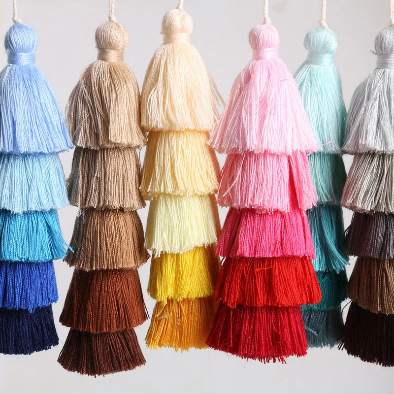 1PC 12.5cm Five-layer Tassels Silk Fringe Bangs Flower Tassel Trim Decor Tassels For DIY Jewelry Key Chain Cellphone Straps