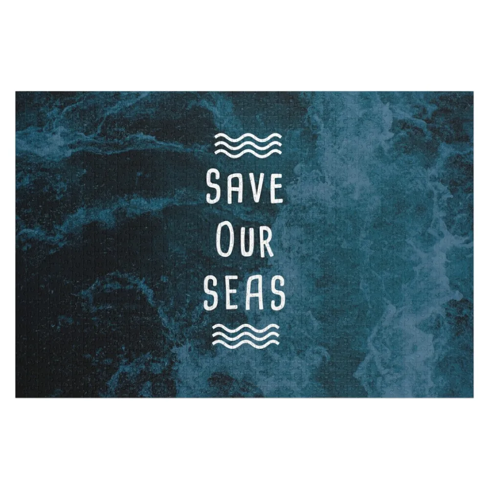 Save our seas blue ocean waves Jigsaw Puzzle Personalised Name Animal Personalized Photo Gift Personalized Toy Puzzle