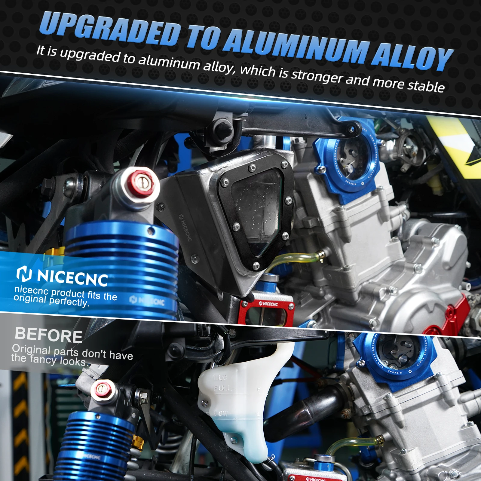 

NICECNC Overflow Coolant Radiator Tank Reservoir For Yamaha Raptor 700/700R 2013-2024 ATV Accessories Radiator Water Tank