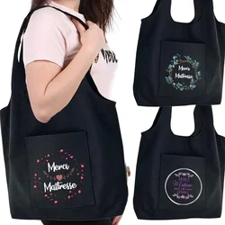 Mistress Print Travel Pouch Women Canvas Shopping Bag Harajuku Shoulder Bags Personalized Thank You Mistress School Gift Bags