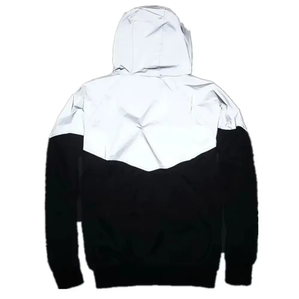 Night Warning Reflective Jackets Windproof Patchwork Hooded Jacket Hip Hop Streetwear Reflective Windbreaker Travel