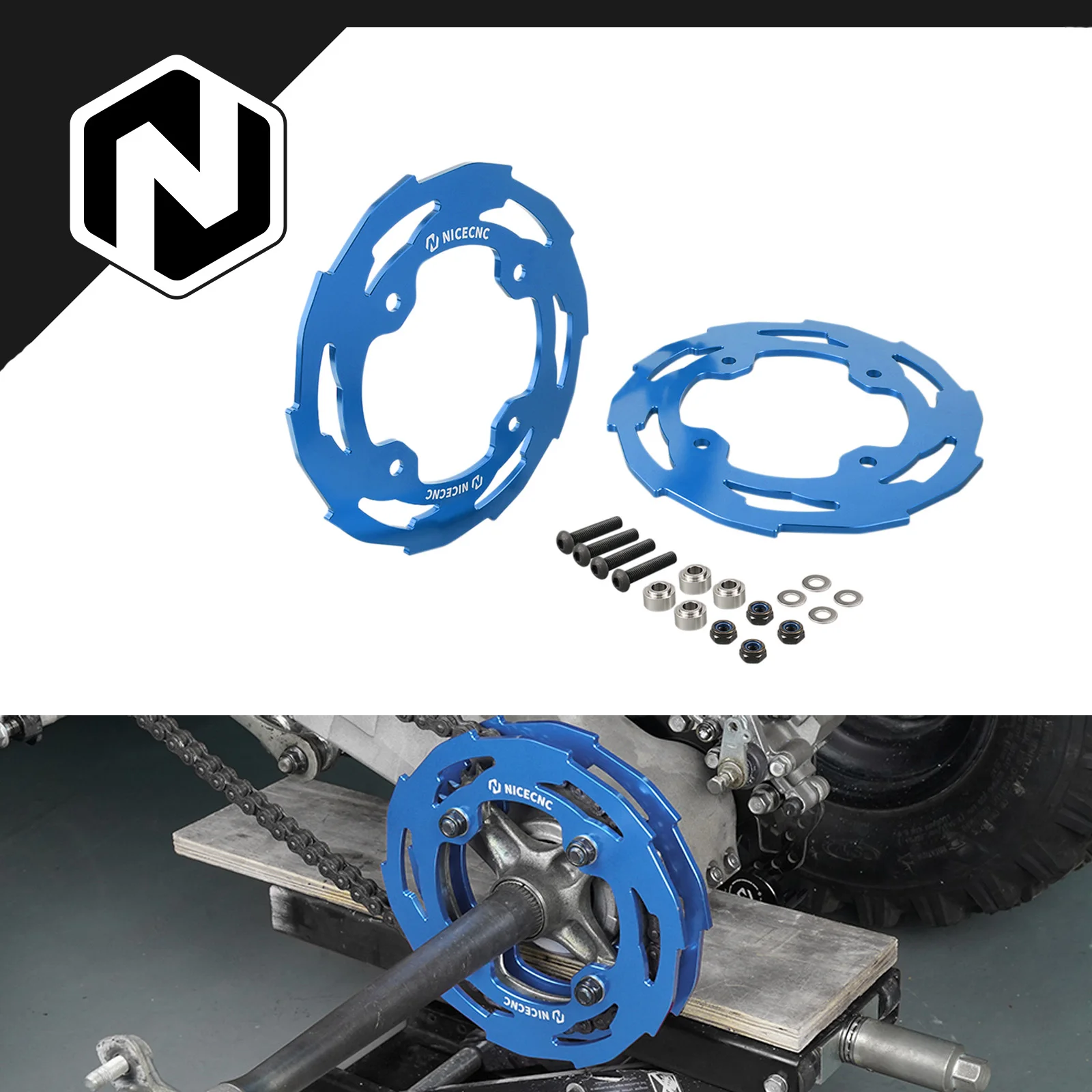 NICECNC For Yamaha YFZ450R 2009-2023 Chain Sprocket Guard Cover Protection ATV Aluminum Anti-Derailing With Mounting Hardware