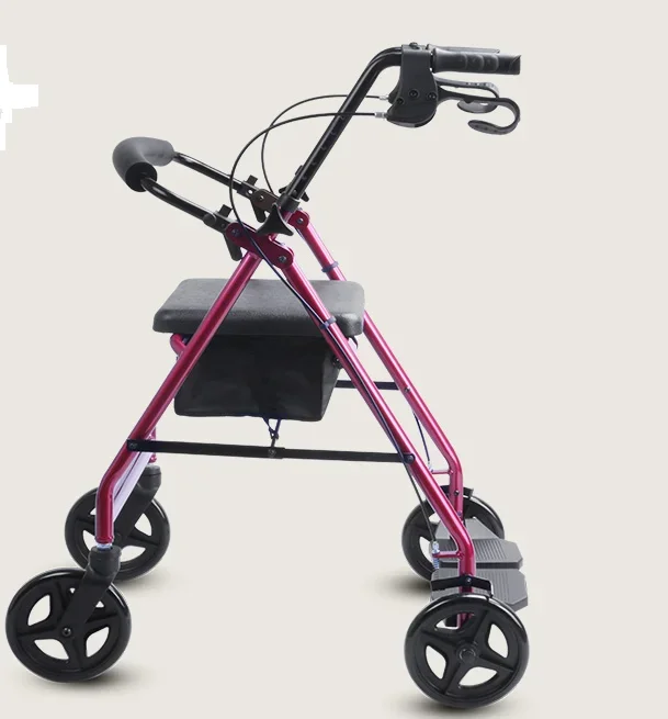 BQ4001A Aluminum Frame Assisted walking Adult Disability Walker With Seat  Labor saving Rollator with Basket