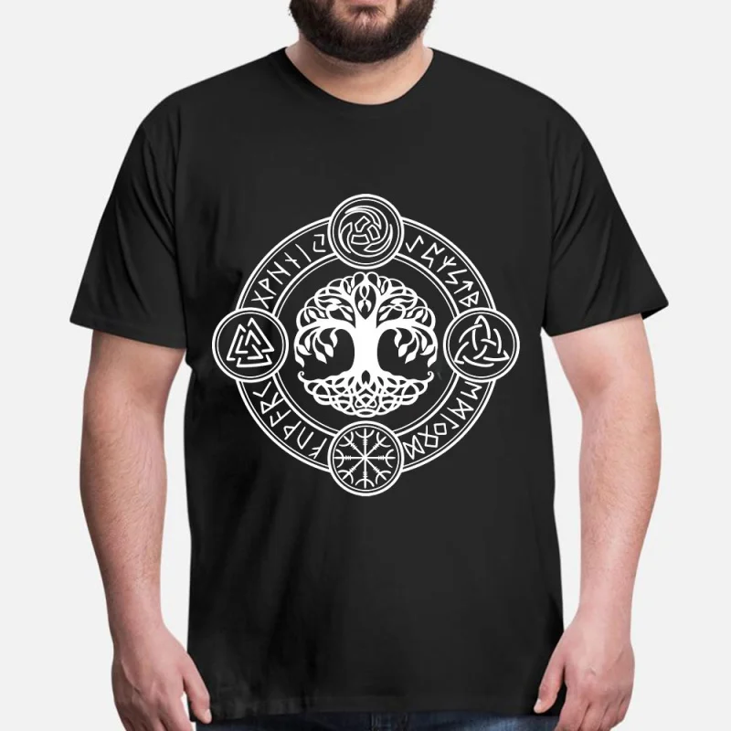 

0415 Celtic Tree of life Gift T-Shirt Viking Runes Norse Myths Graphic clothes 100% cotton printed Tee All size tops S-6XL