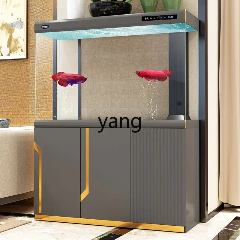 

yjq ultra-white glass fish tank living room large aquarium household floor screen