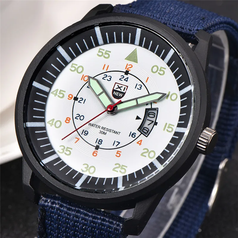 Men Genuine XINEW Brand Watches Black Students Boys Fashion Nylon Band Sports Date Quartz Watch Relogio Masculino Reloj Hombre