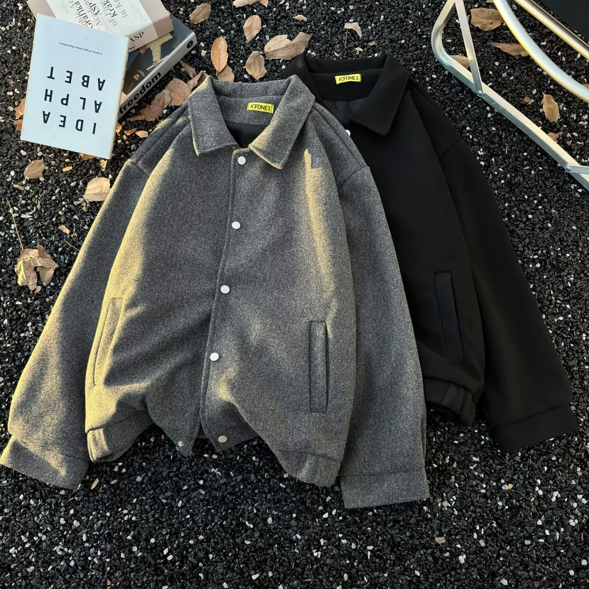 

ort Thiened Woolen Jaet Men's Winter Faionable Briti Sle High Collar Coat Korean System Advanced Sensation Trendy