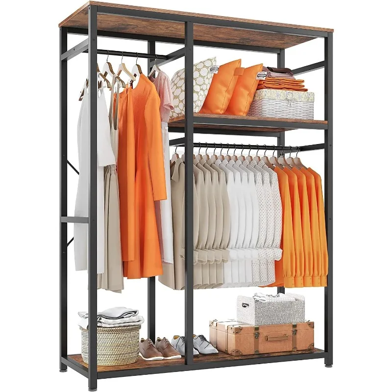 

Clothes Rack, Clothing Racks for Hanging Clothes, Garment Rack Load 300LBS Heavy Duty Clothes Rack Freestanding Wardrobe