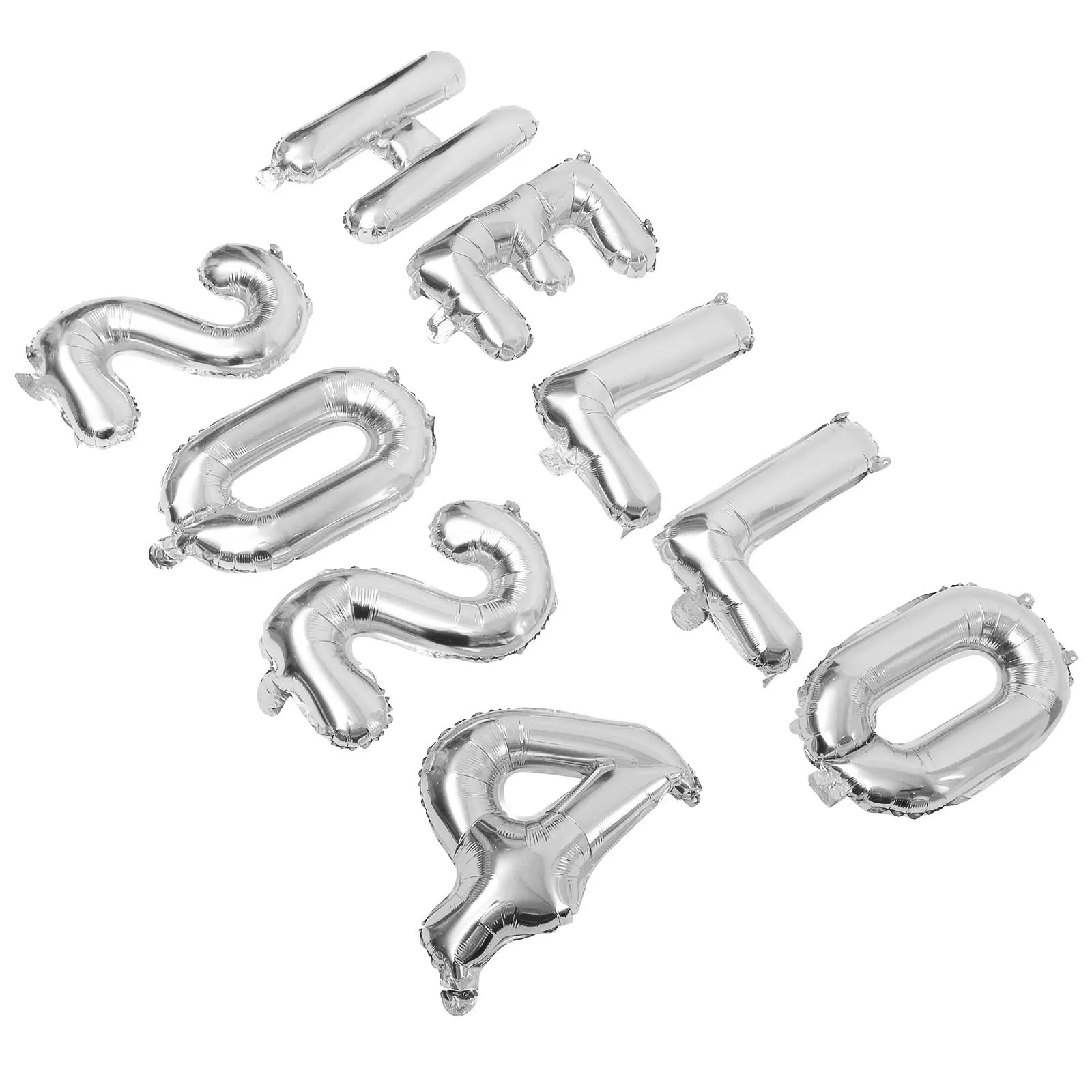 

1Set 2024 New Year Party Supplies Foil Balloons Decorative Photo Booth Prop Practical Hello 2024 Balloons